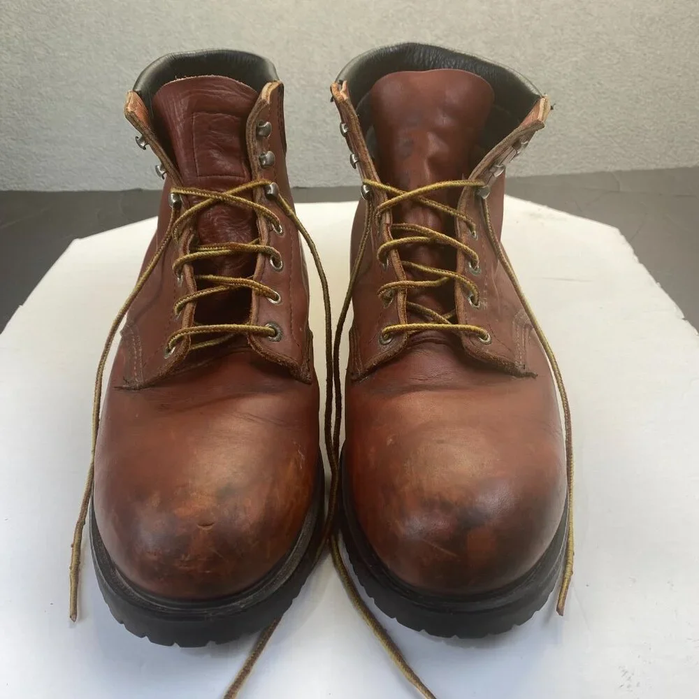 Vtg OXBLOOD STEEL TOE USA‎  RED WING CHORE WORK BOOTS Men’s Size 15B